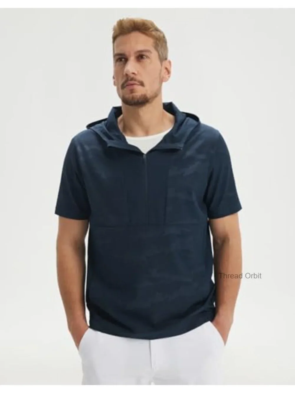 Quarter Zip Pullover Hoodie Men Short Sleeve Golf Lightweight Water Repellent